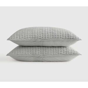 NWOT Quince Mist King Pillow European Linen Cotton Stitch Sham Set Blue Gray